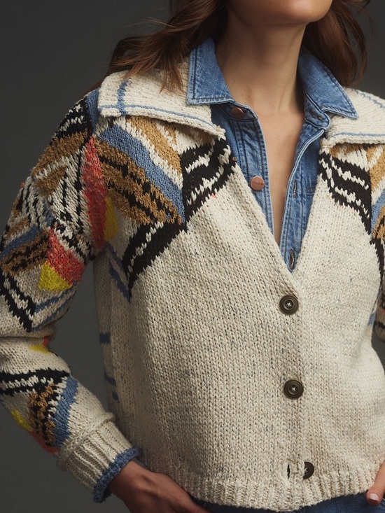 Pilcro Sweaters - Pilcro Collared Cropped Cardigan Size XS